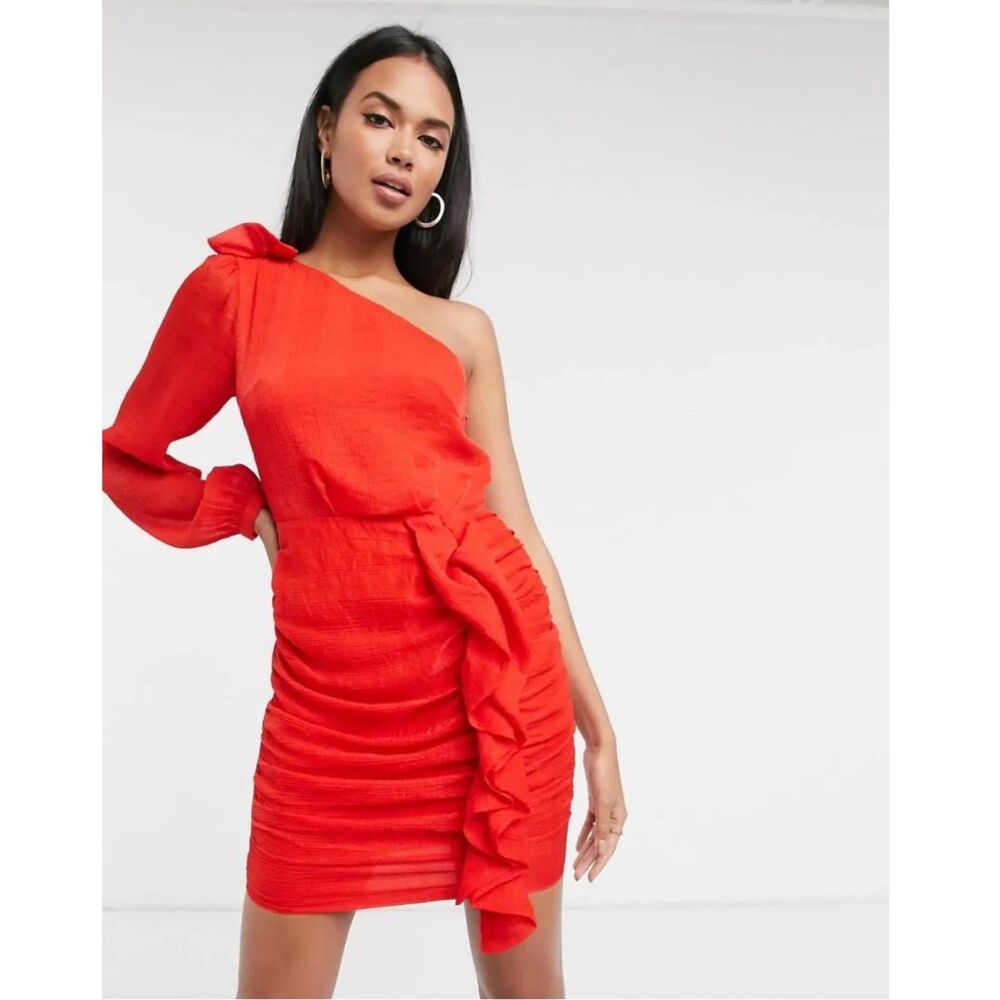 NWT Aria Cove Red One Shoulder Mini Dress Womens Sz 8 Holiday Event Evening